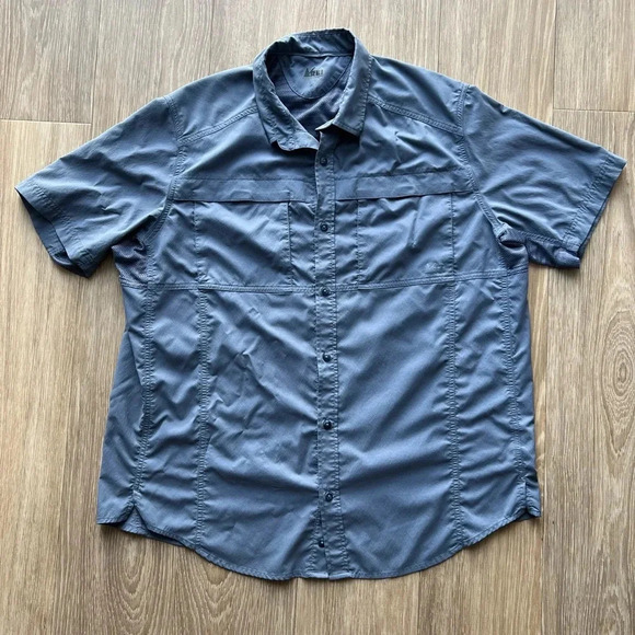 REI Co-Op Shirt Mens XLarge Blue Vented Fishing Lightweight Hiking Nylon Blend - Picture 1 of 4